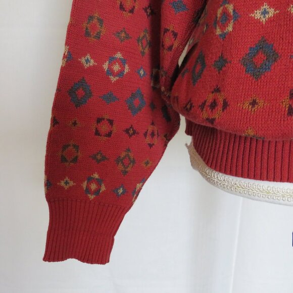 Mark Shale Geometric Pattern Ribbed Hem Long Sleeves Vintage Men’s Sweater L - Picture 4 of 7